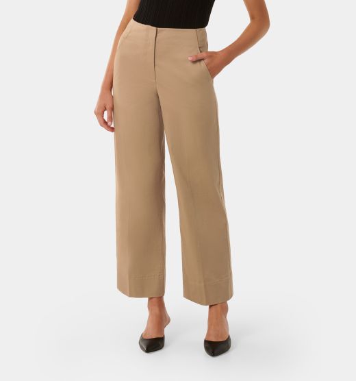 Buy Forever New women regular fit solid belted 3 4 pants beige Online