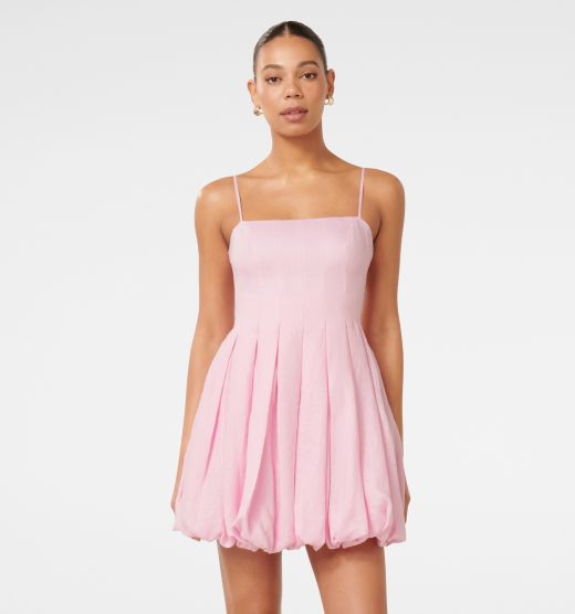 Sandy Pleat Bubble Mini Dress