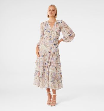 Buy Bronte Printed Pleat Midi Dress - Forever New