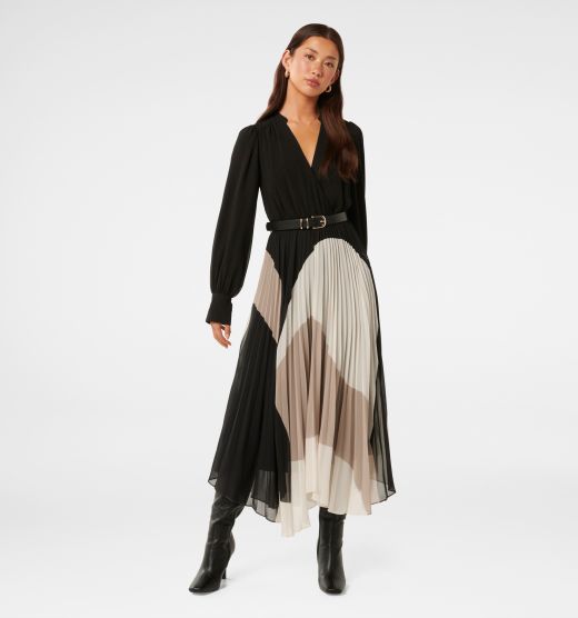 Milan Belted Pleat Midi Dress