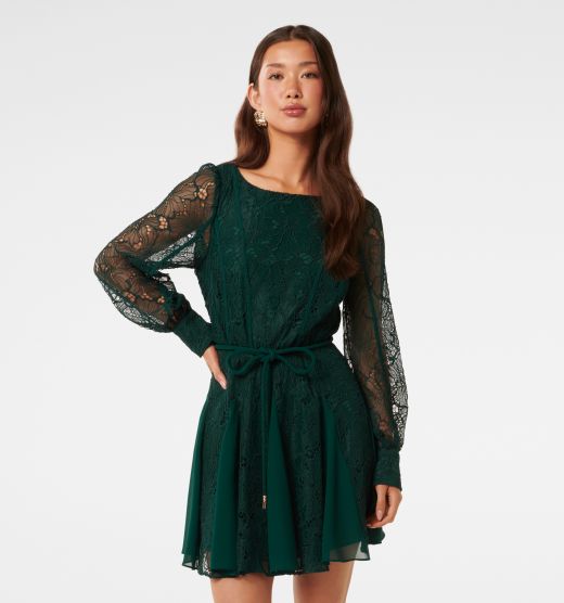 Sarah Lace Splice Mini Dress