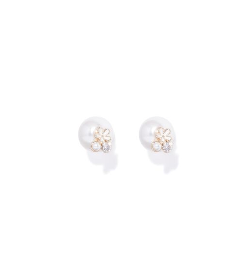 Emma Flower Pearl Front Back Earring