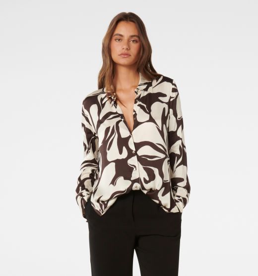 Lila Longline Printed Satin Shirt