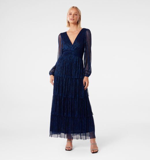 Issy Tiered Plisse Midi Dress