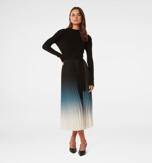 Harmony Ombre Pleat Midi Dress