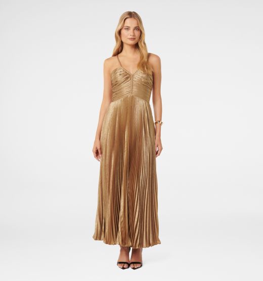 Jayden Metallic Pleated Maxi Dress