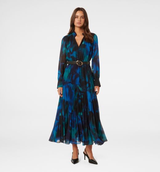 Skyla Pleated Long Sleeve Midi Dress