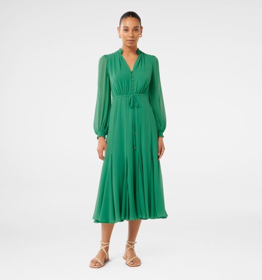 Cassidy Shirred Neck Midi Dress