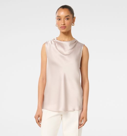 Sallie Petite Satin Cowl tank