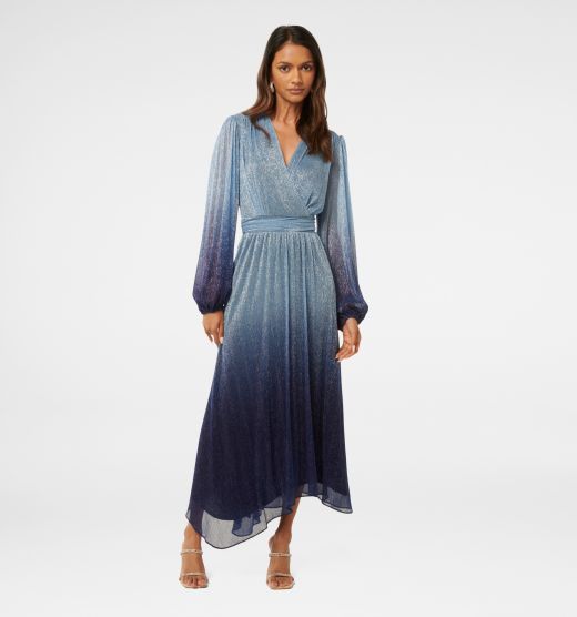 Gisele Petite Ombre Plisse Maxi Dress