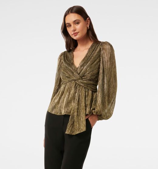 Cassidy Metallic Plisse Top