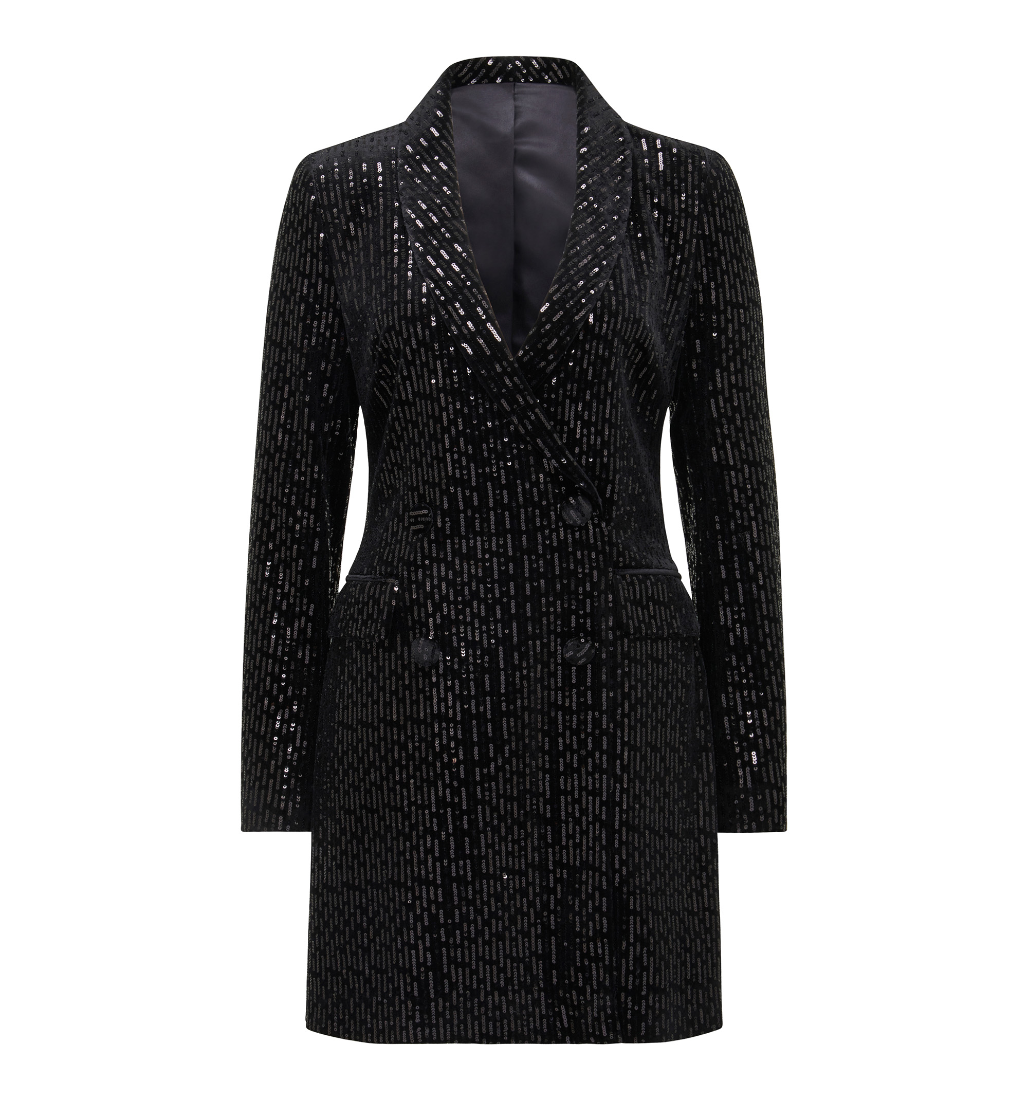 Buy Black Alannah Velvet Sequin Blazer Dress Online