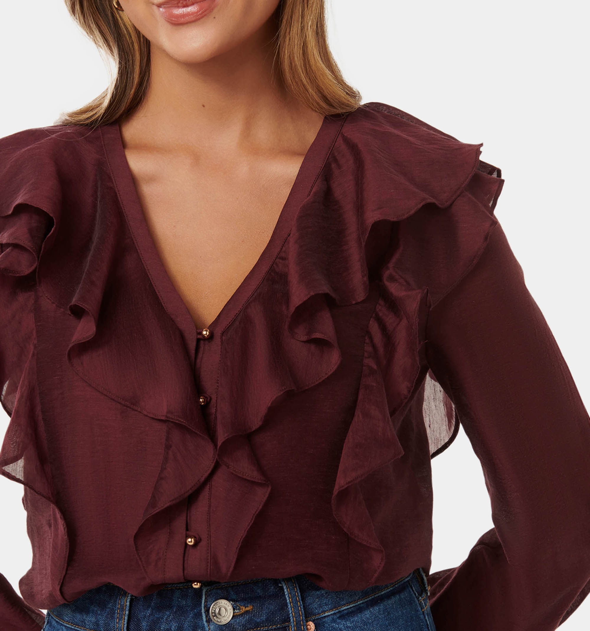 Buy Berry Sandy Petite Ruffle Blouse Online