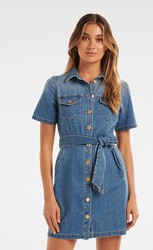 Andrea Denim Short Sleeve Shirt Dress