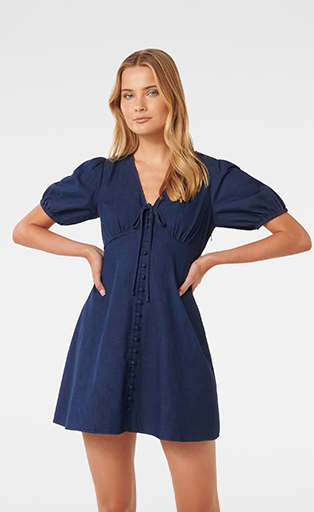 Darcie Denim Ruched Bodice Dress