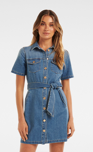 Denim mini dresses