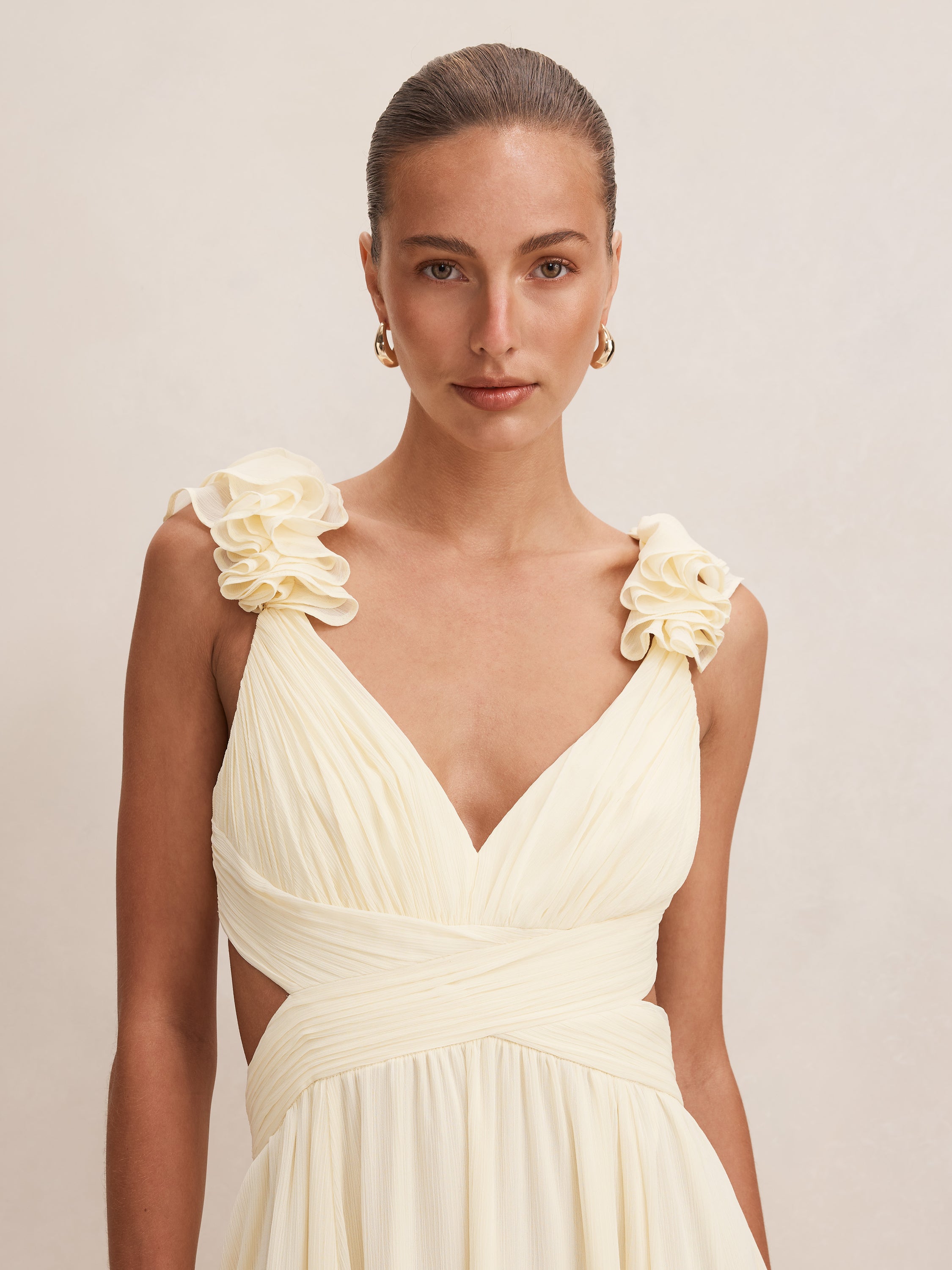 Selena Ruffle Shoulder Maxi Dress