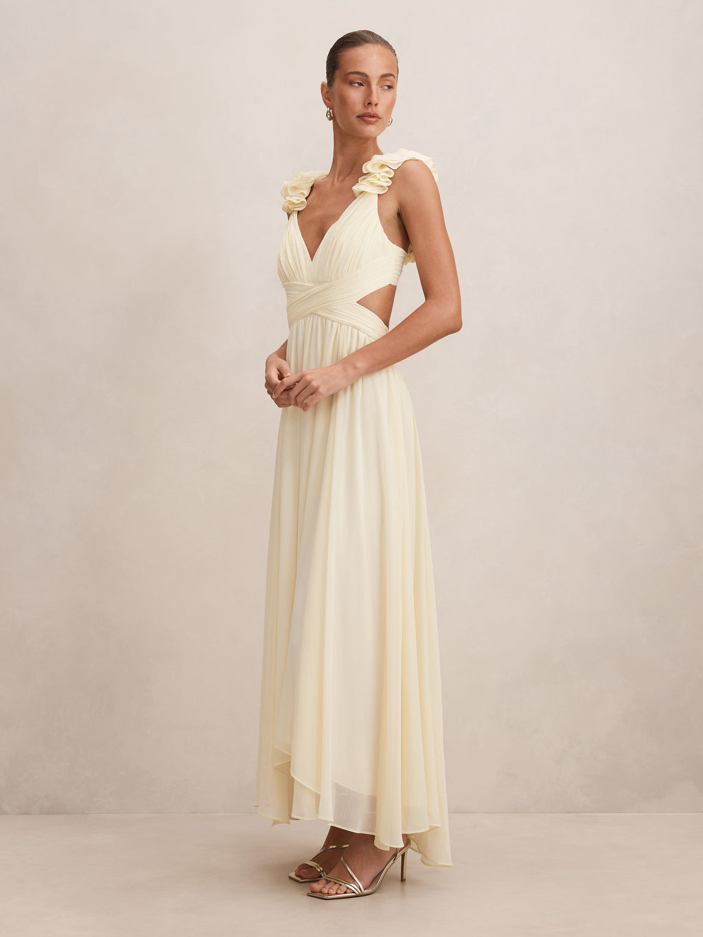 Selena Ruffle Shoulder Maxi Dress