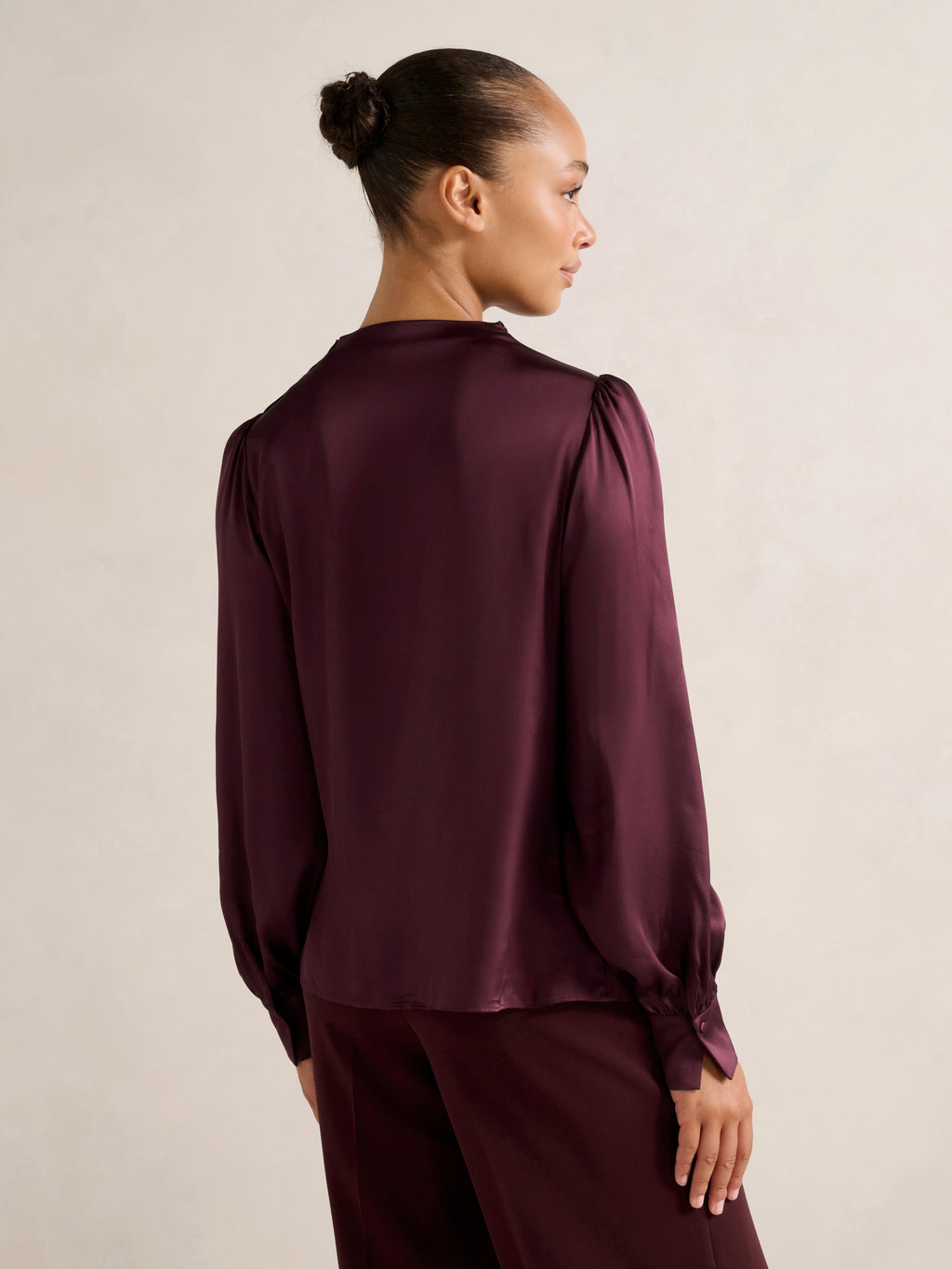 Nancy Drape Neck Button Blouse