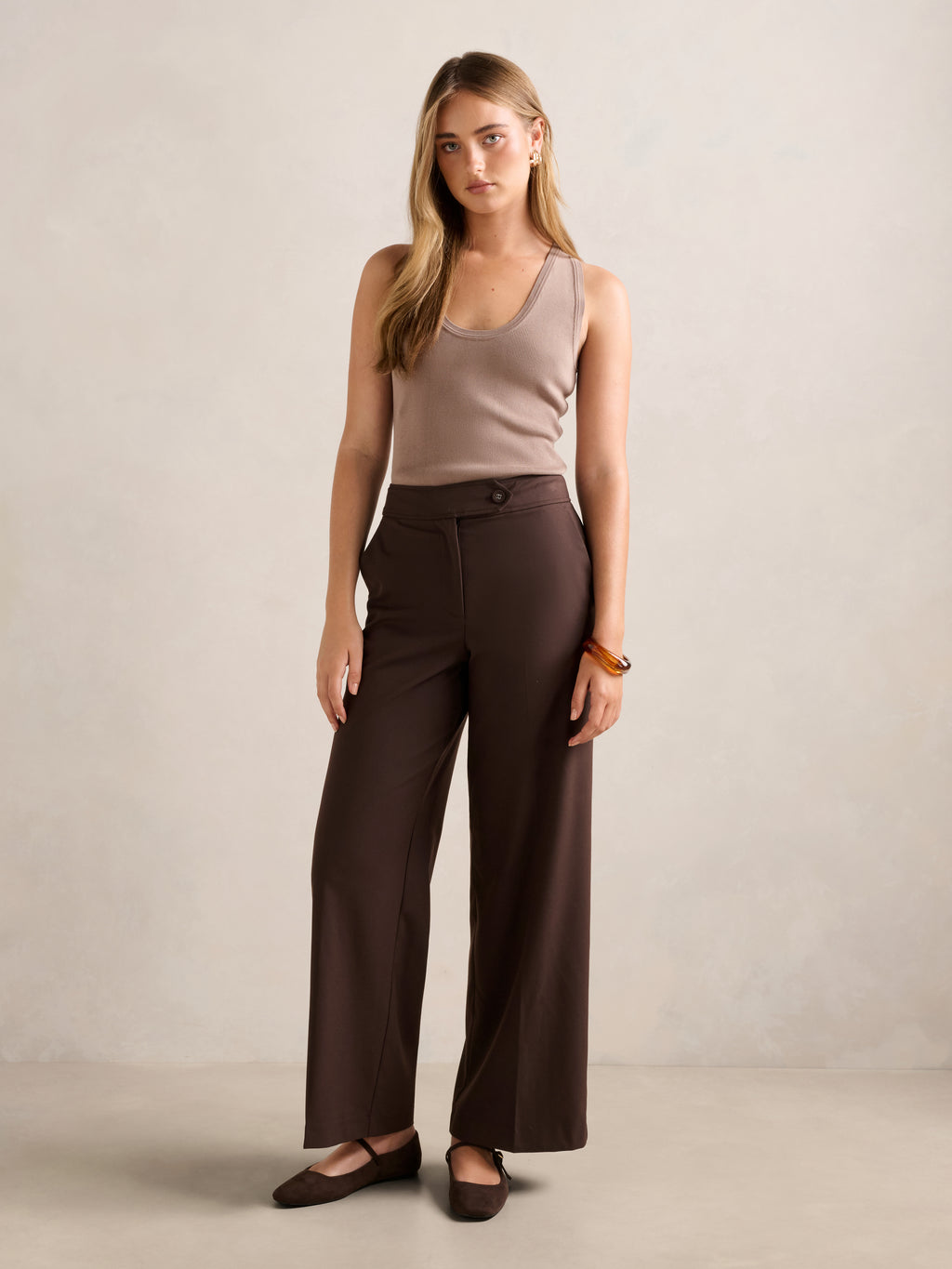 Tyla Button Tab Wide Leg Pant