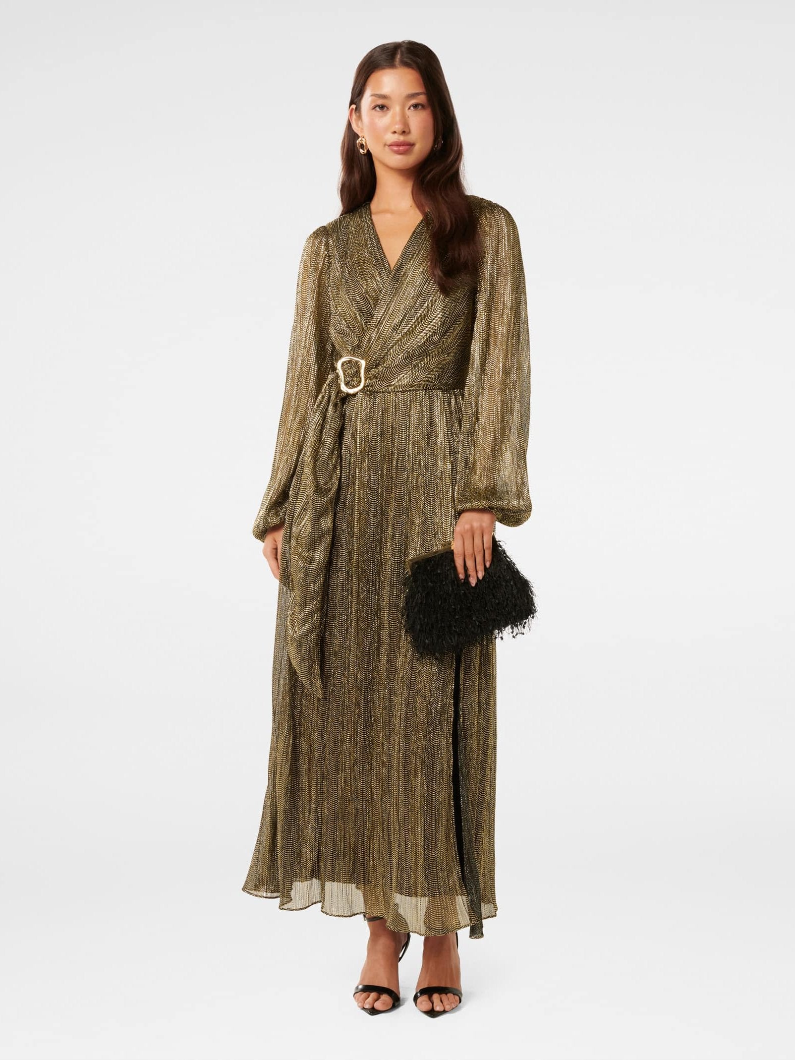  Tyler Plisse Belted Midi Dress