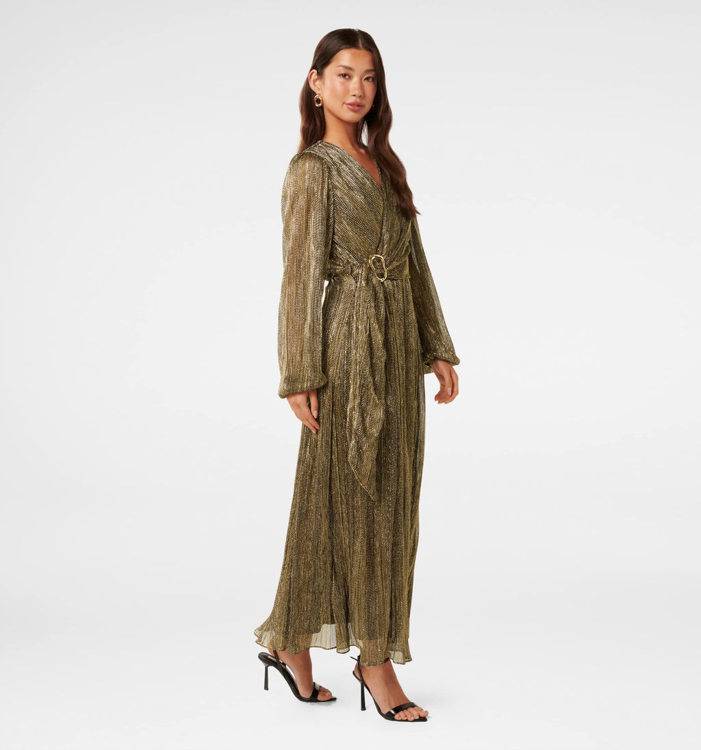 Tyler Plisse Belted Midi Dress