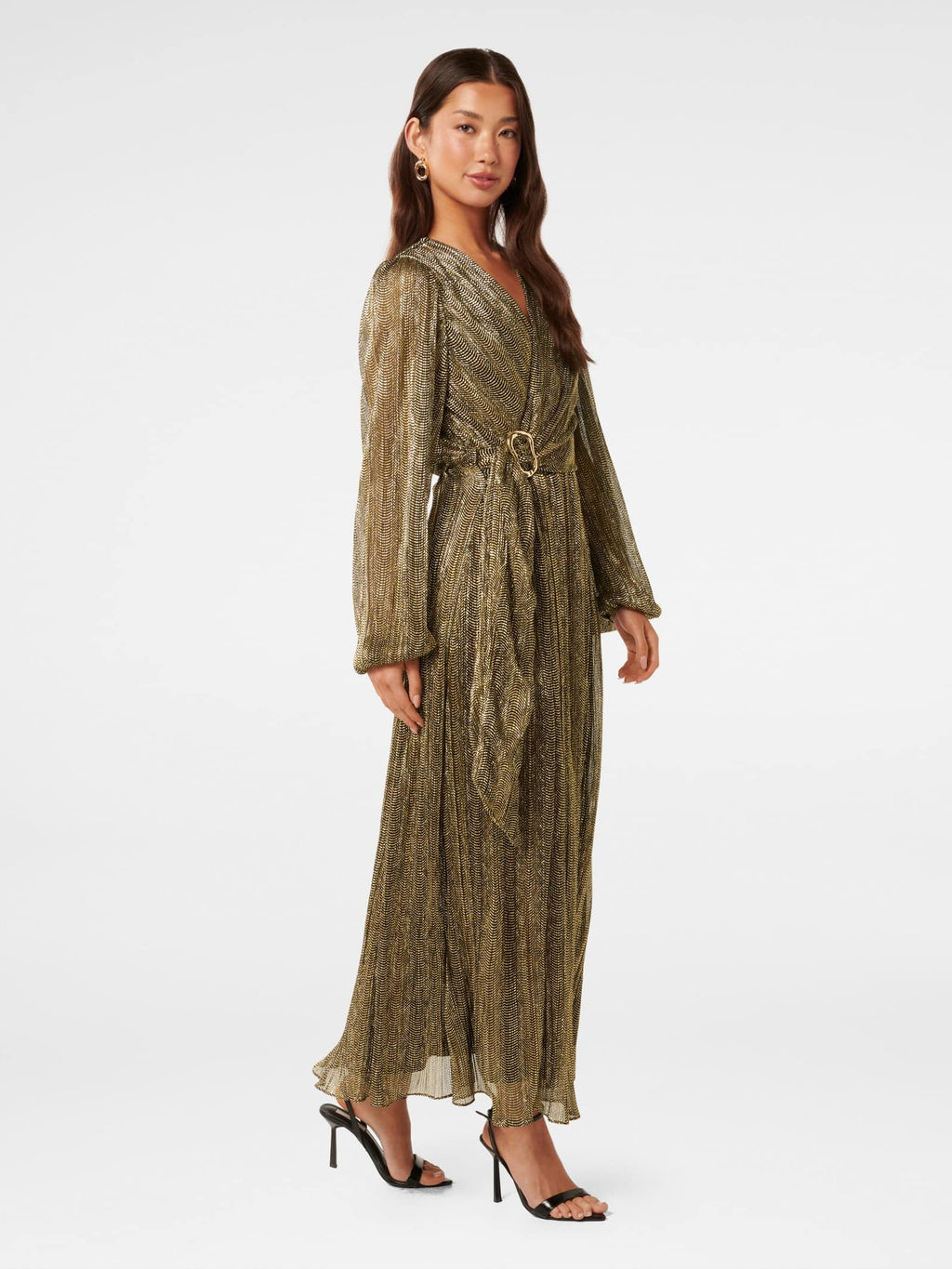  Tyler Plisse Belted Midi Dress