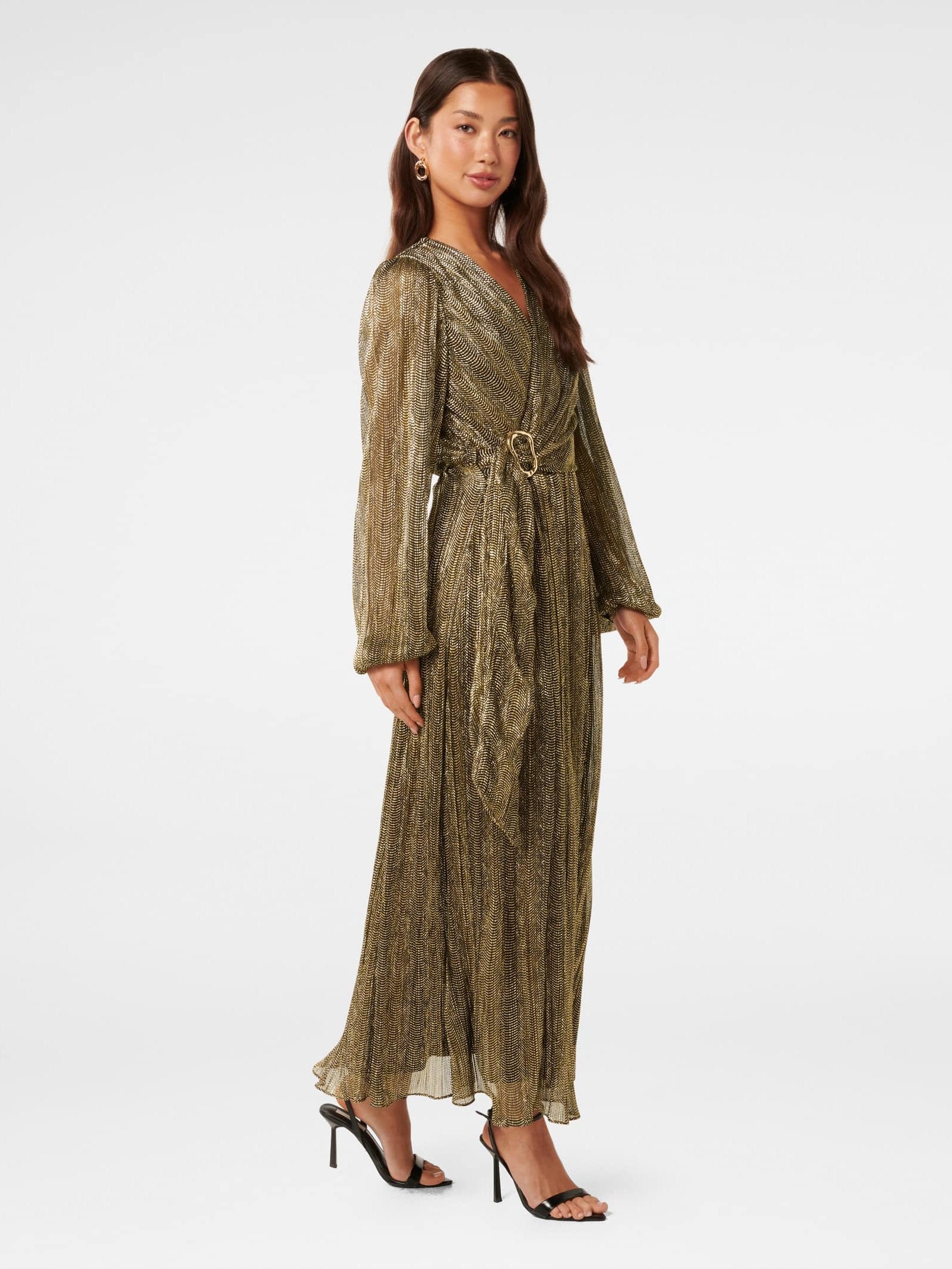  Tyler Plisse Belted Midi Dress