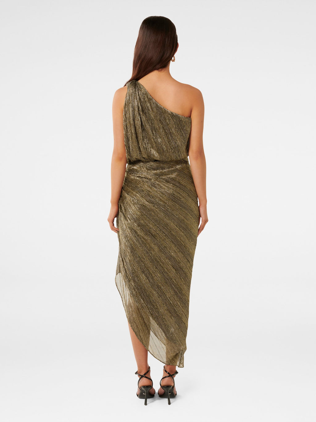  Cassidy One Shoulder Plisse Midi Dress