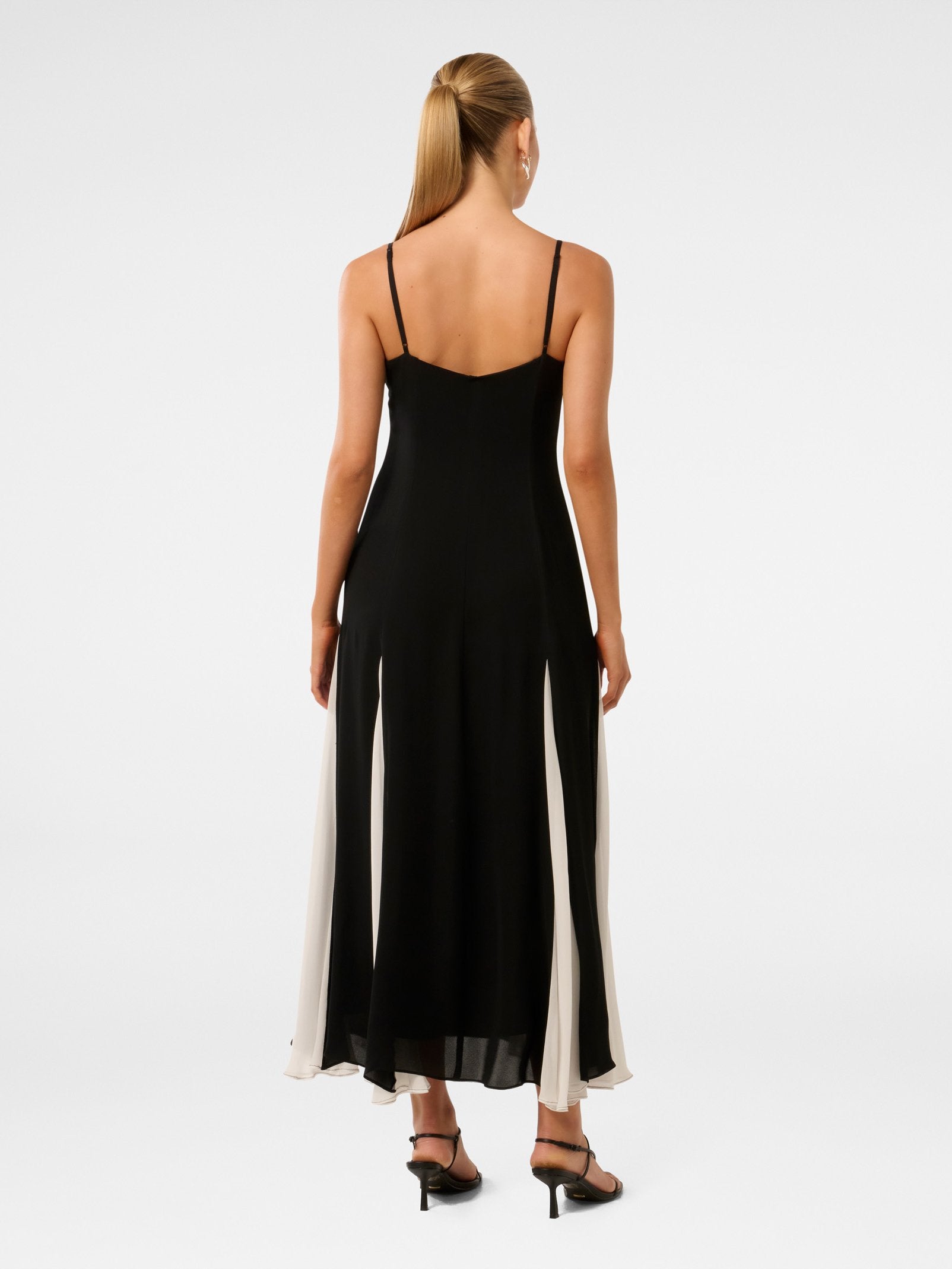  Dahlia Contrast Godet Maxi Dress