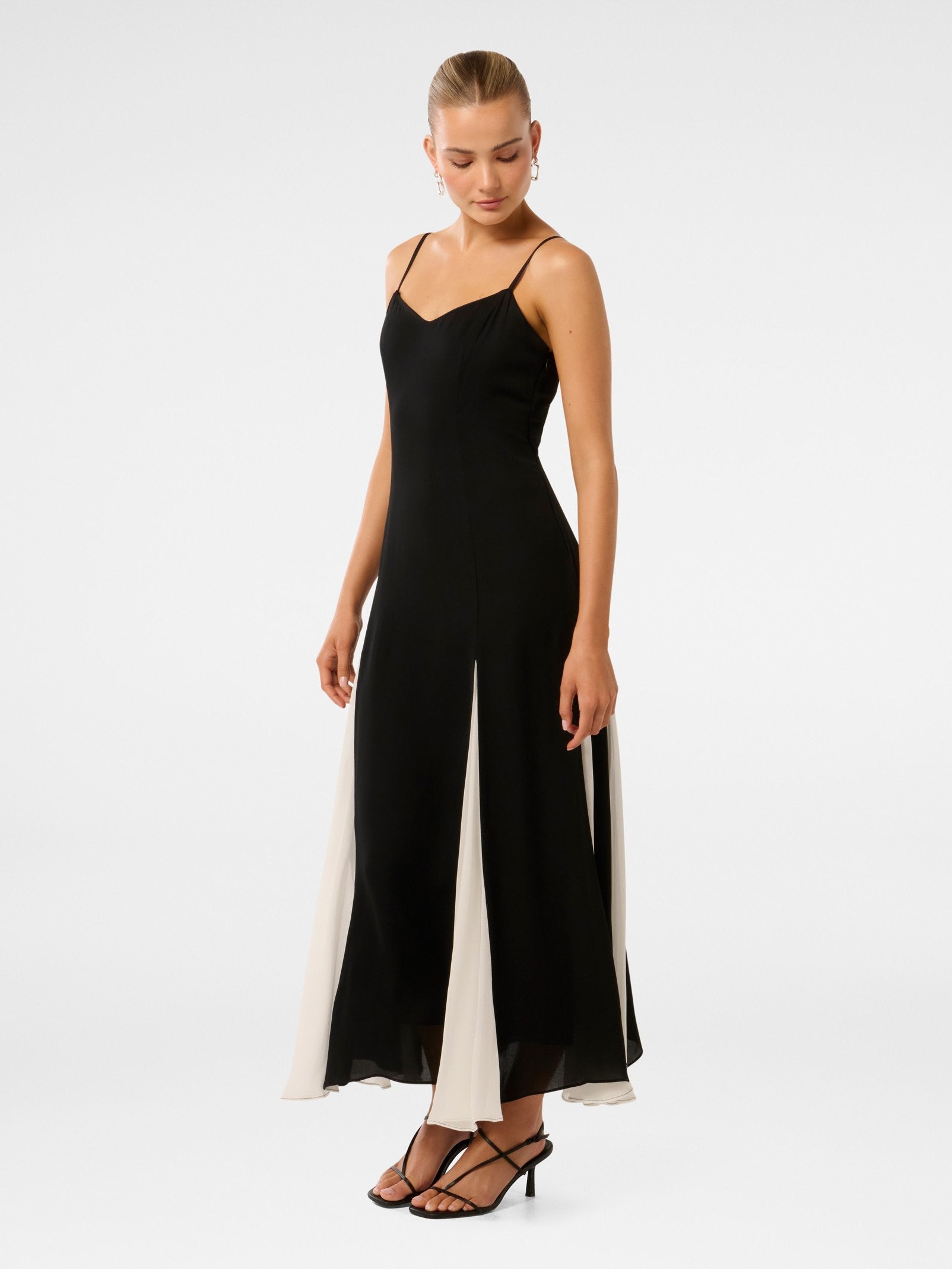 Dahlia Contrast Godet Maxi Dress