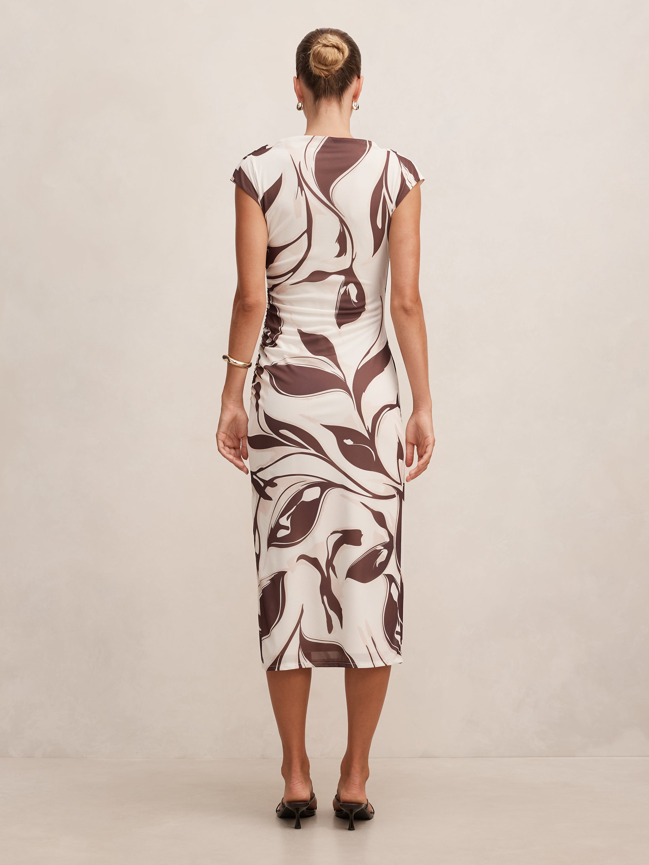 Emery Mesh Ruched Midi Dress