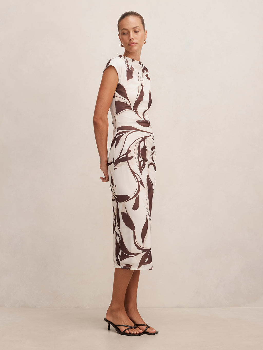 Emery Mesh Ruched Midi Dress