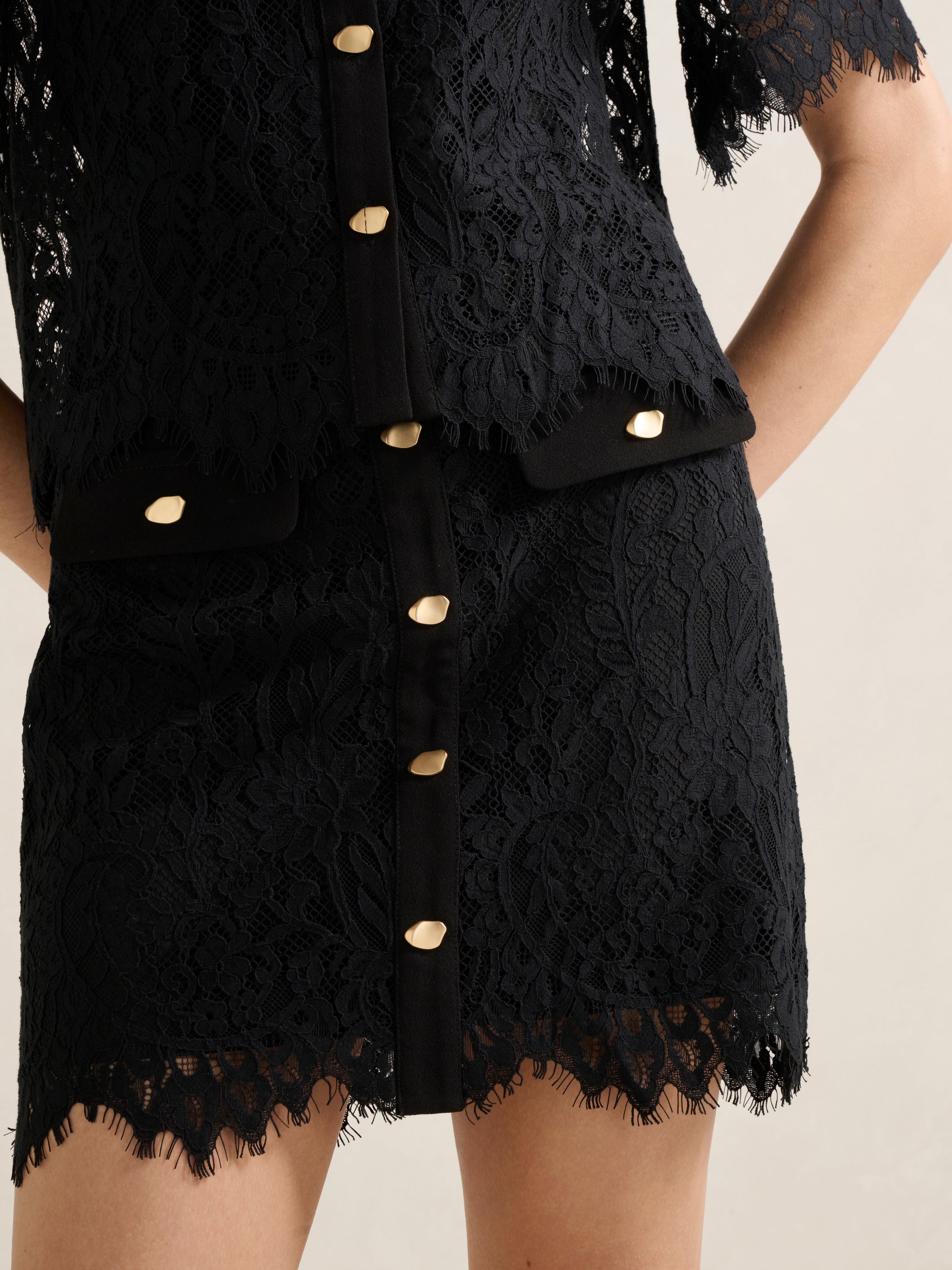 Lola Button Lace Mini Skirt
