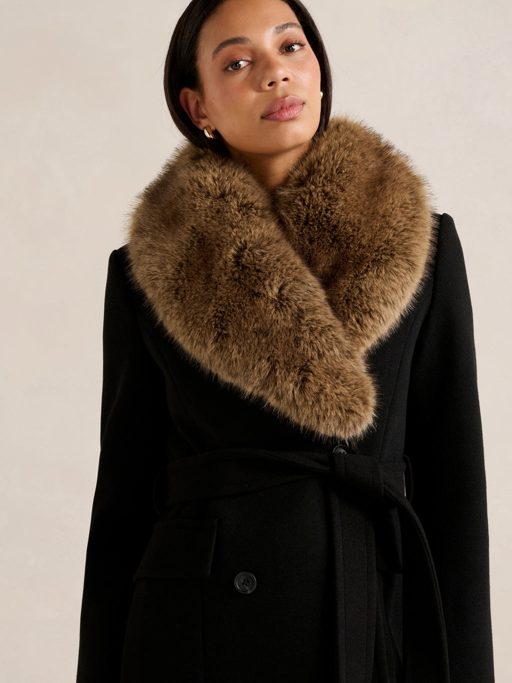 Chelsea DB Fur Collar Coat