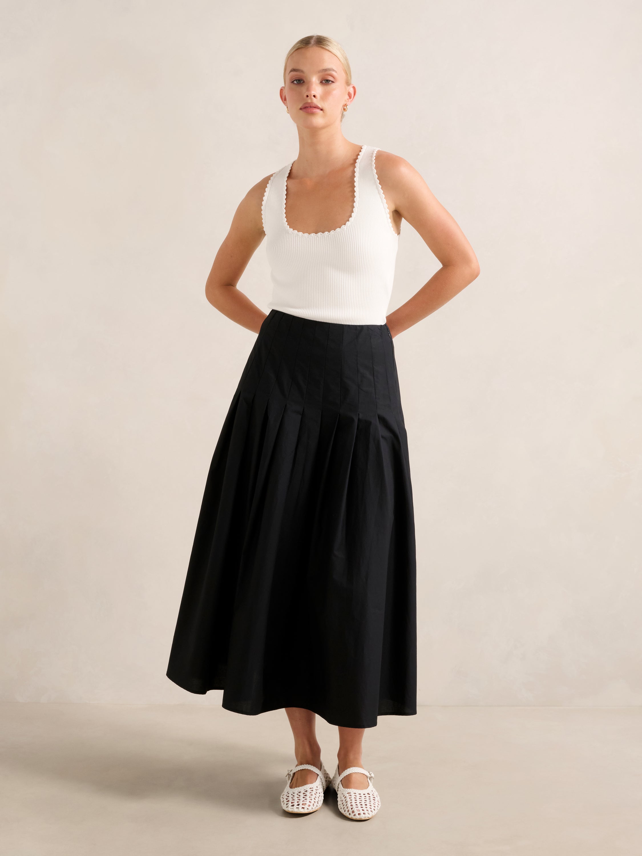 Sasha Pleated Midi Skirt