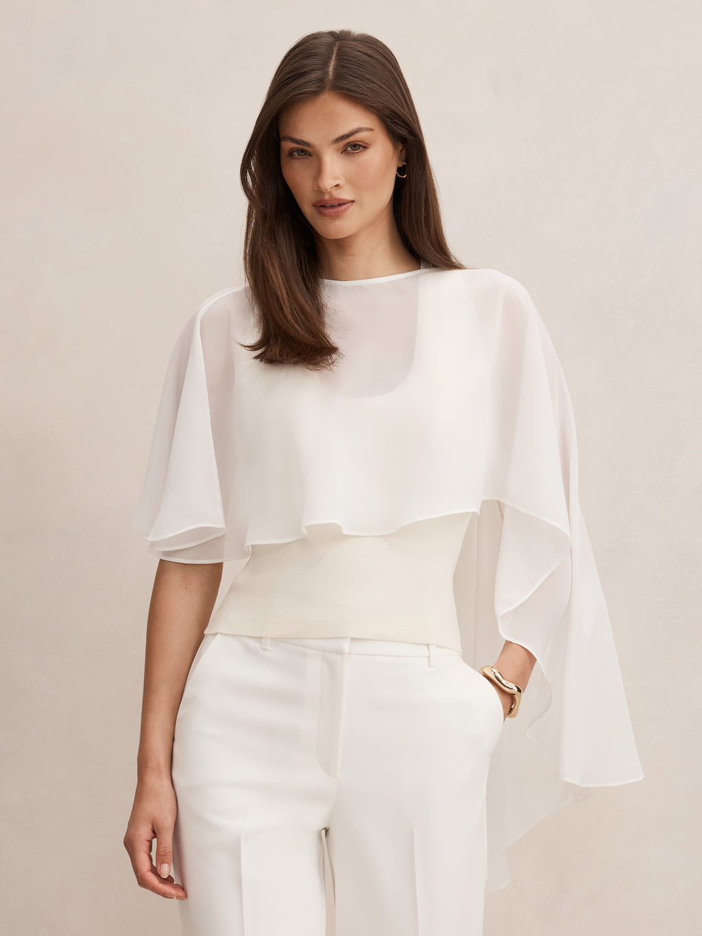 Aria Asymmetrical Chiffon Cape