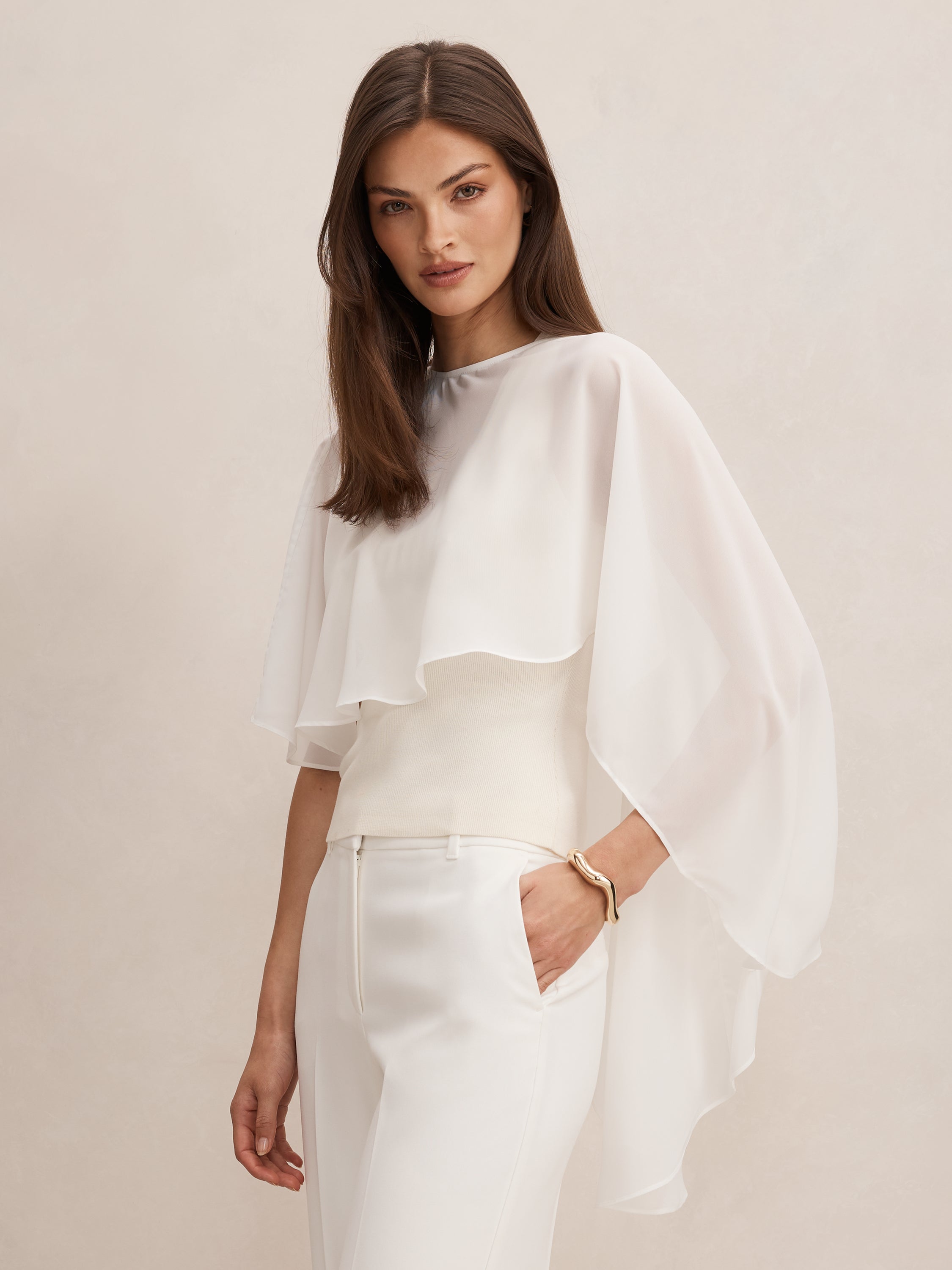 Aria Asymmetrical Chiffon Cape