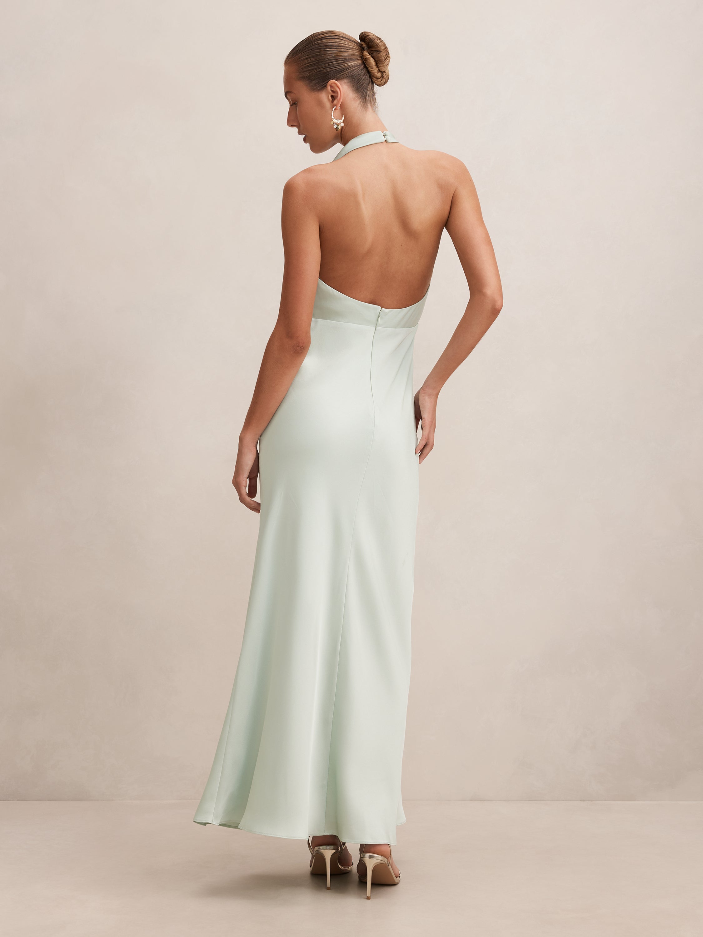 Becca Cowl Halter Satin Gown
