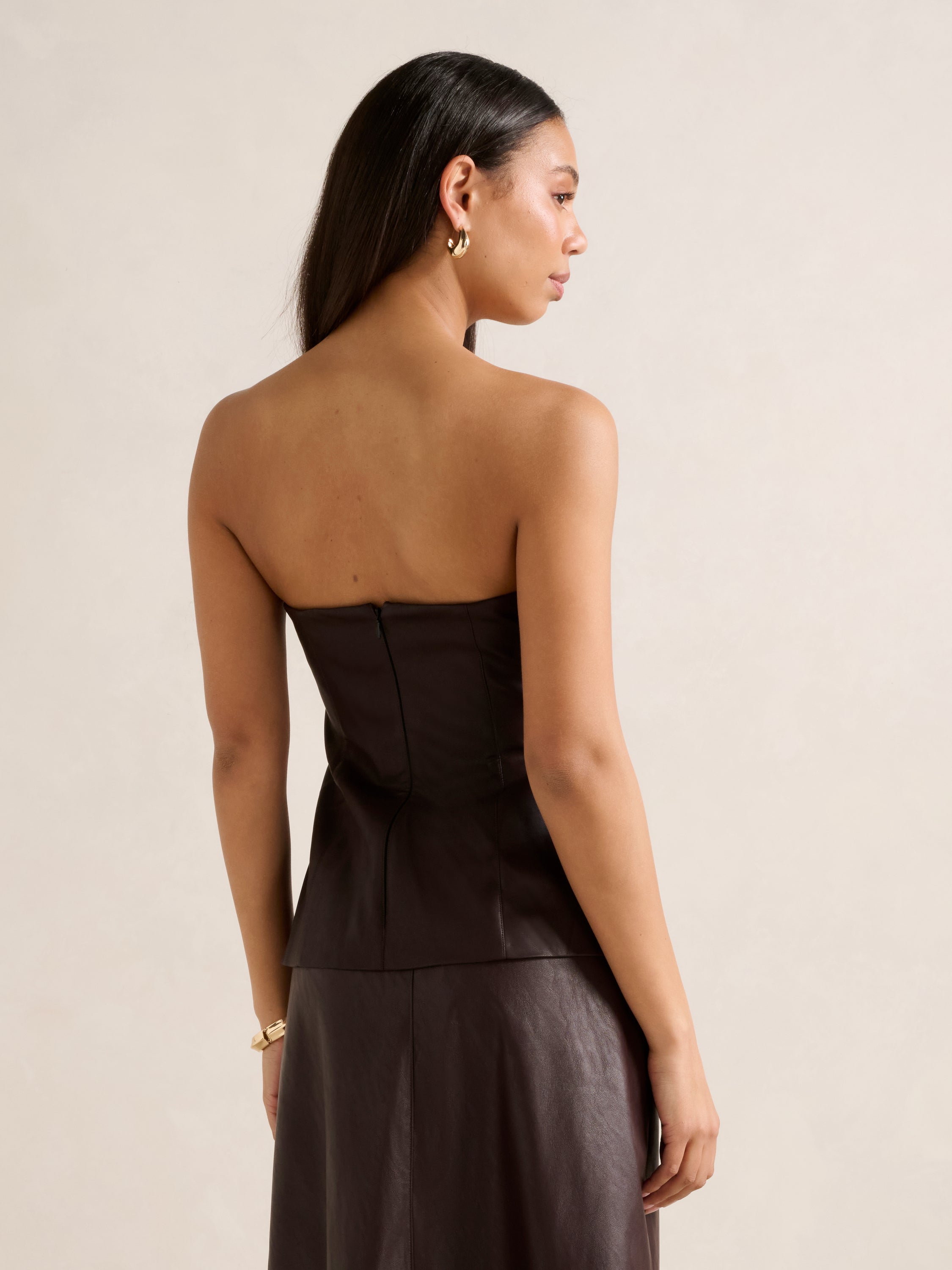 Alessandra Strapless PU Top
