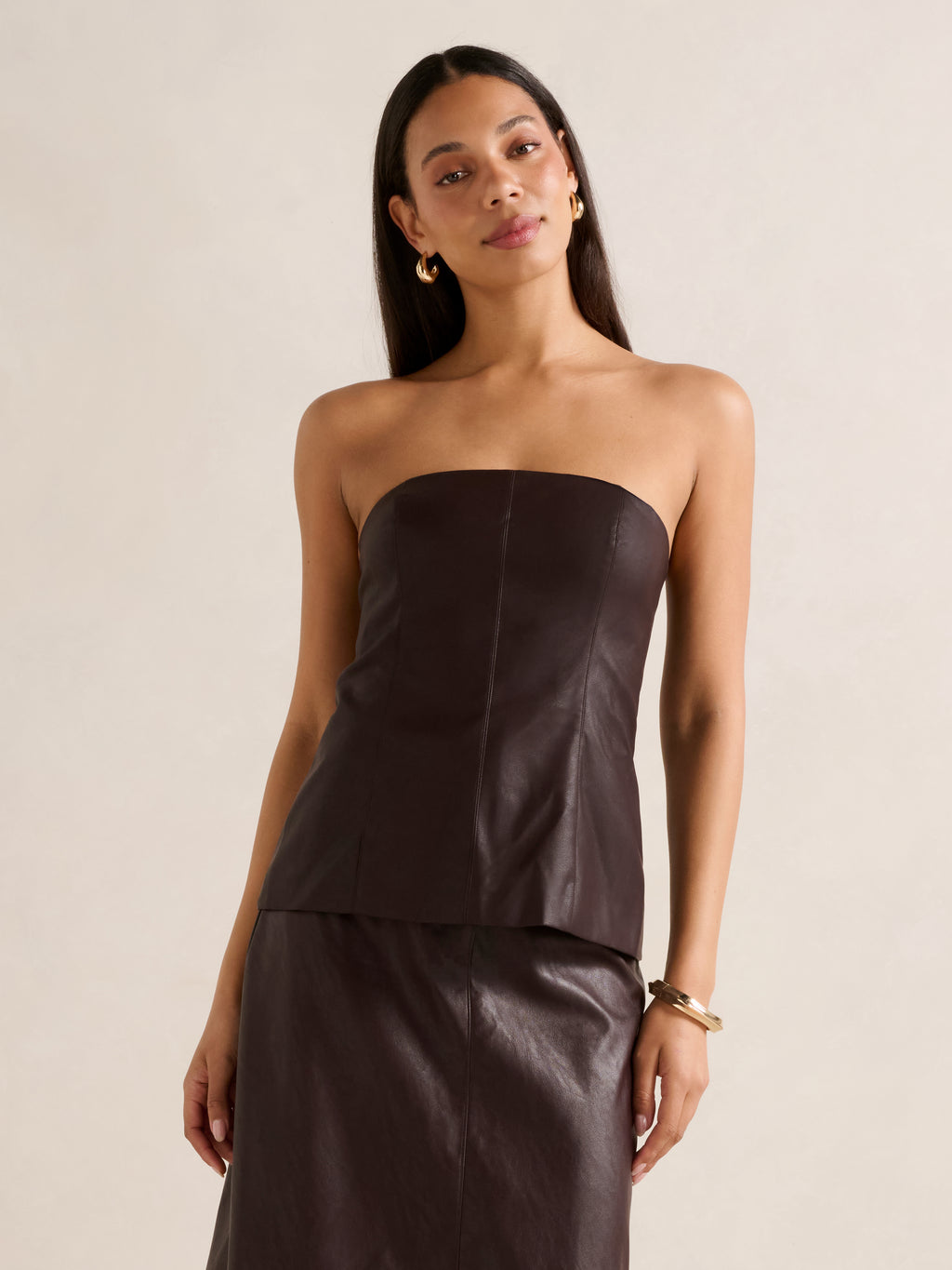 Alessandra Strapless PU Top