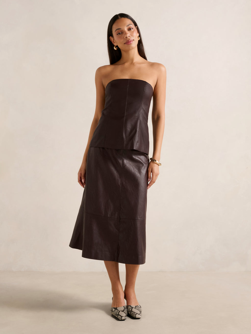 Alessandra Strapless PU Top