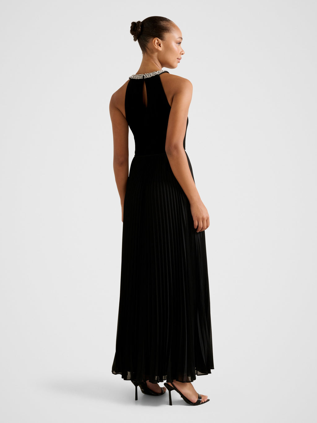 Gwen Halter Neck Pleat Midi Dress