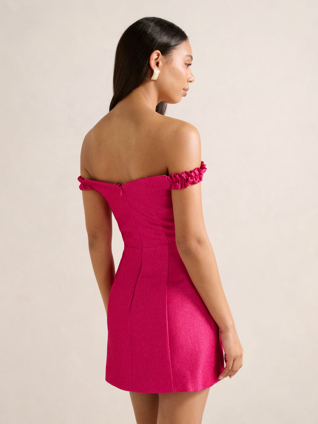 Mandy Bardot Ruffle Mini Dress