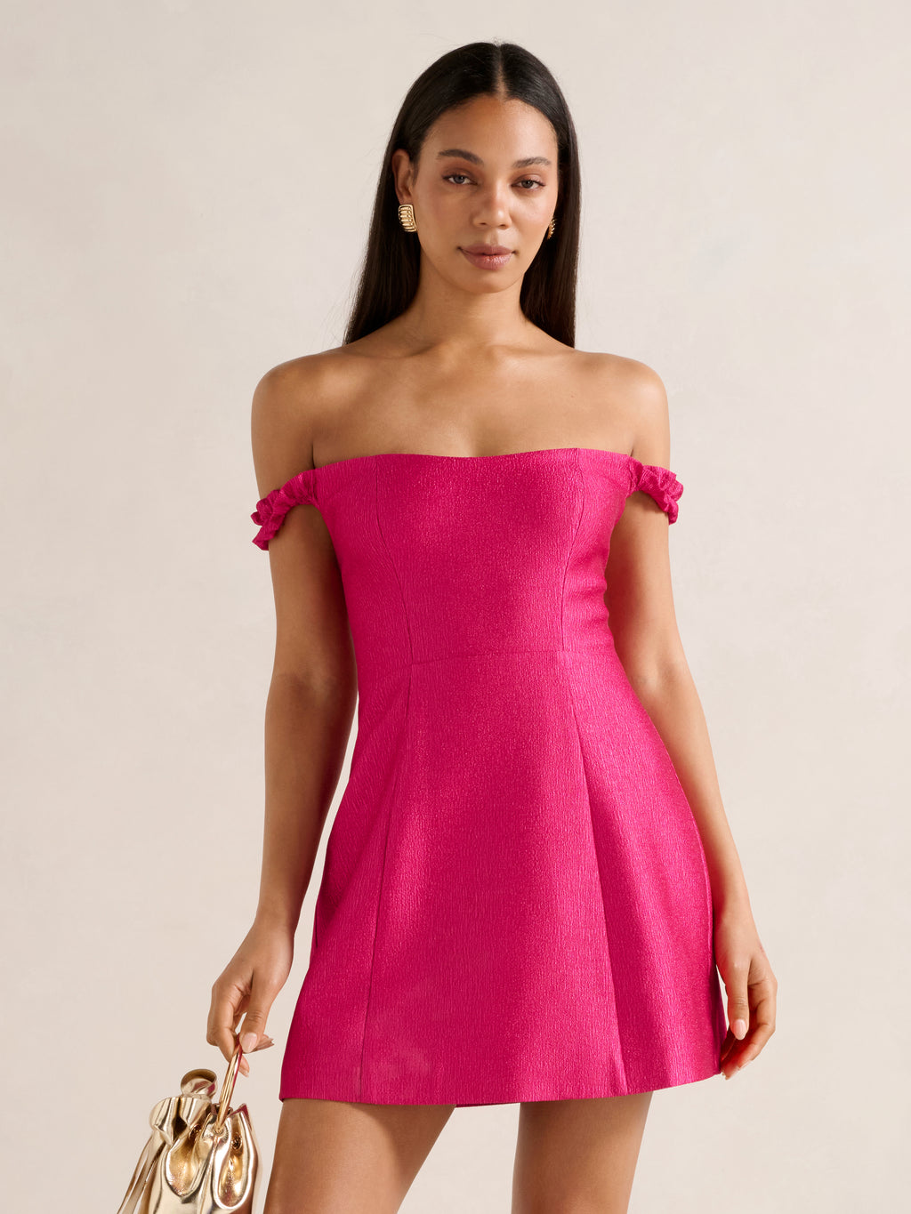 Mandy Bardot Ruffle Mini Dress