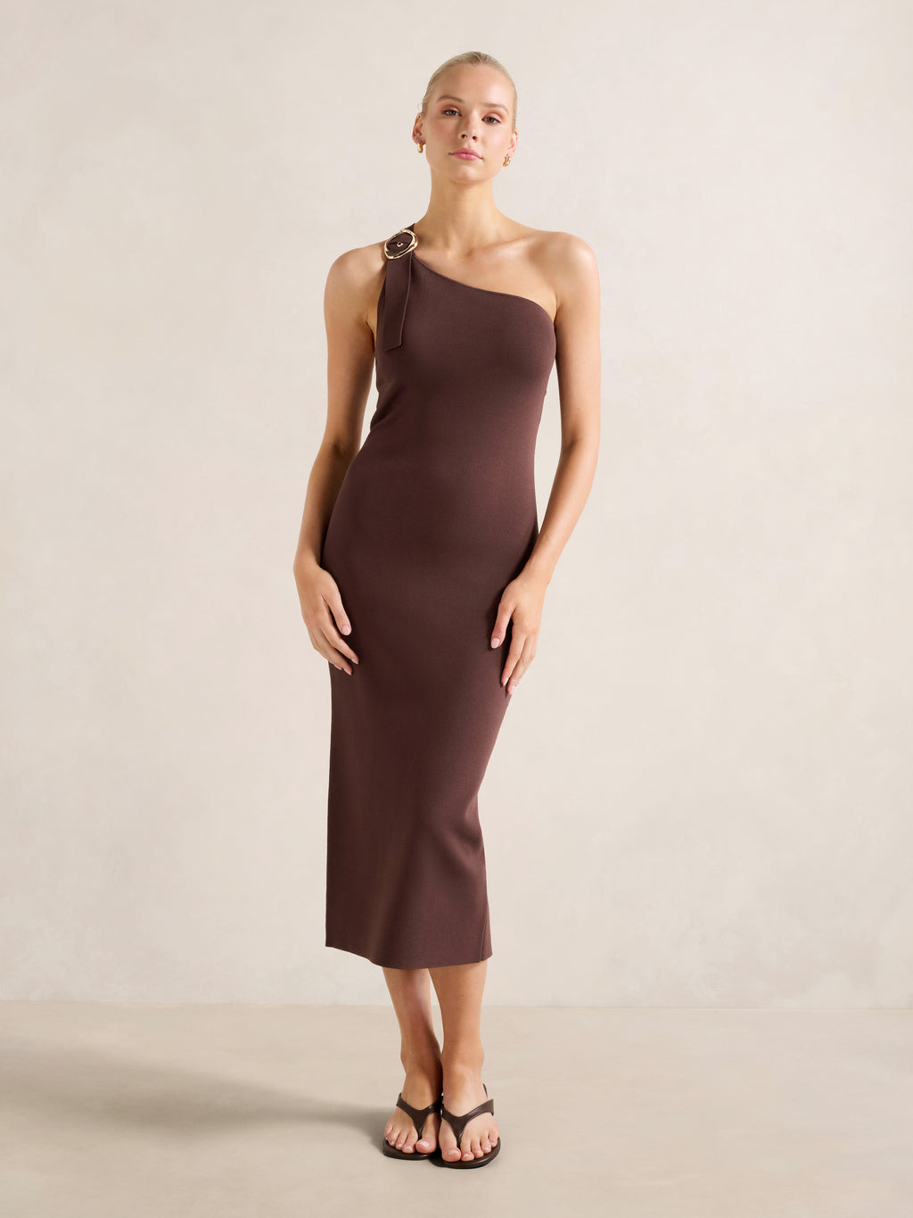 Monroe Asymmetric Knit Midi Dress