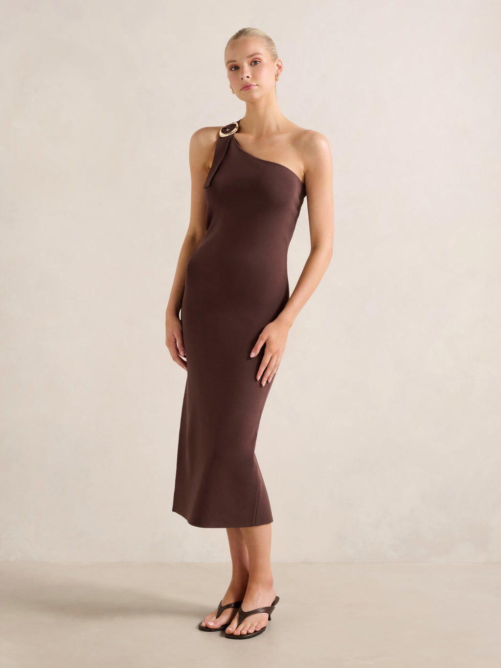 Monroe Asymmetric Knit Midi Dress