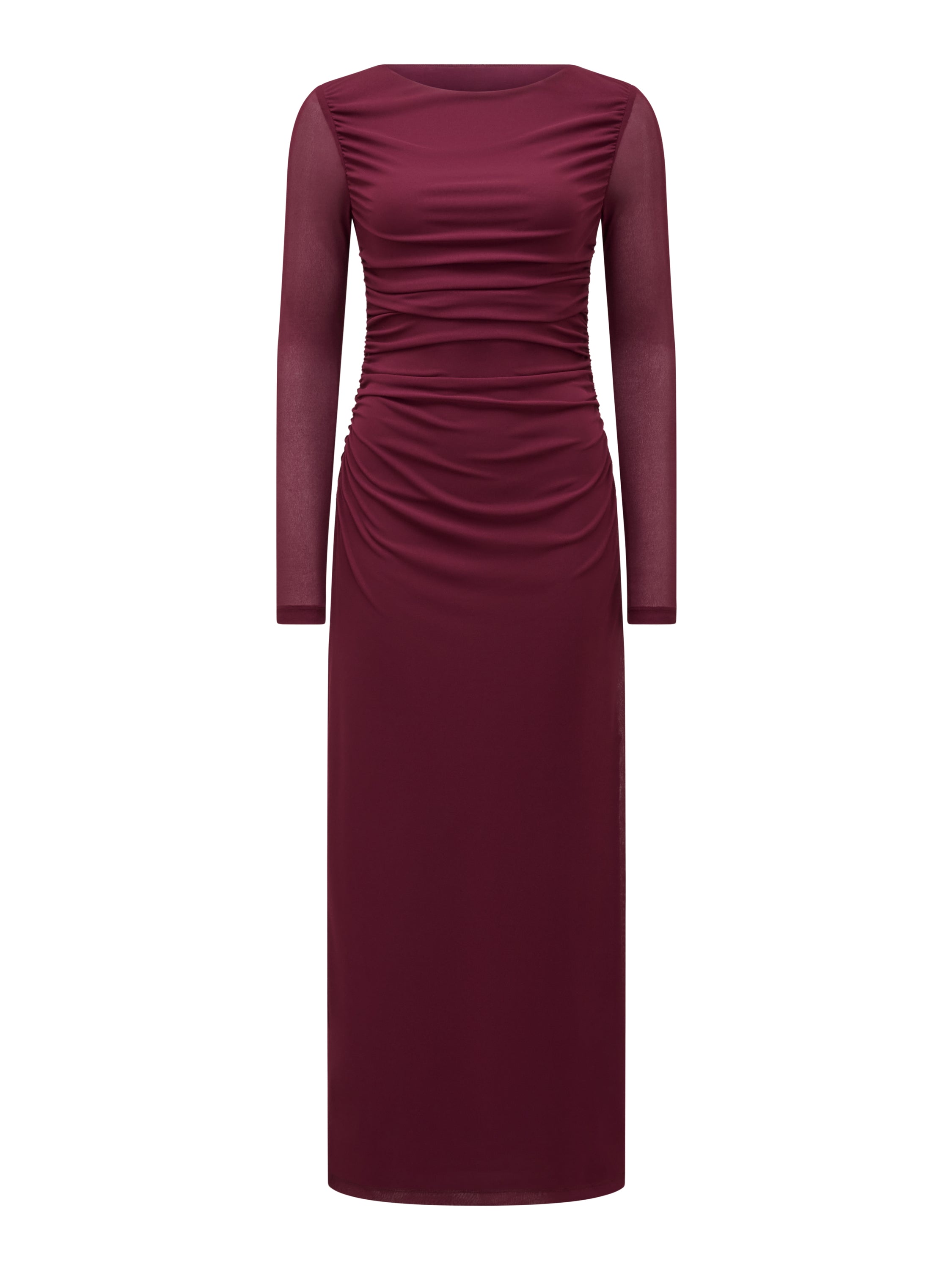 Brittany Gathered Mesh Midi Dress