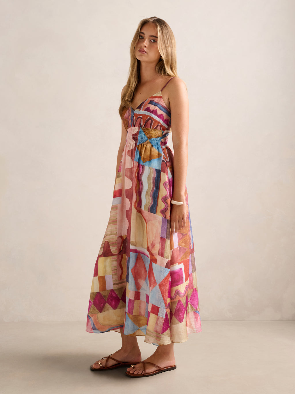 Gina Gathered Waist Midi Dress