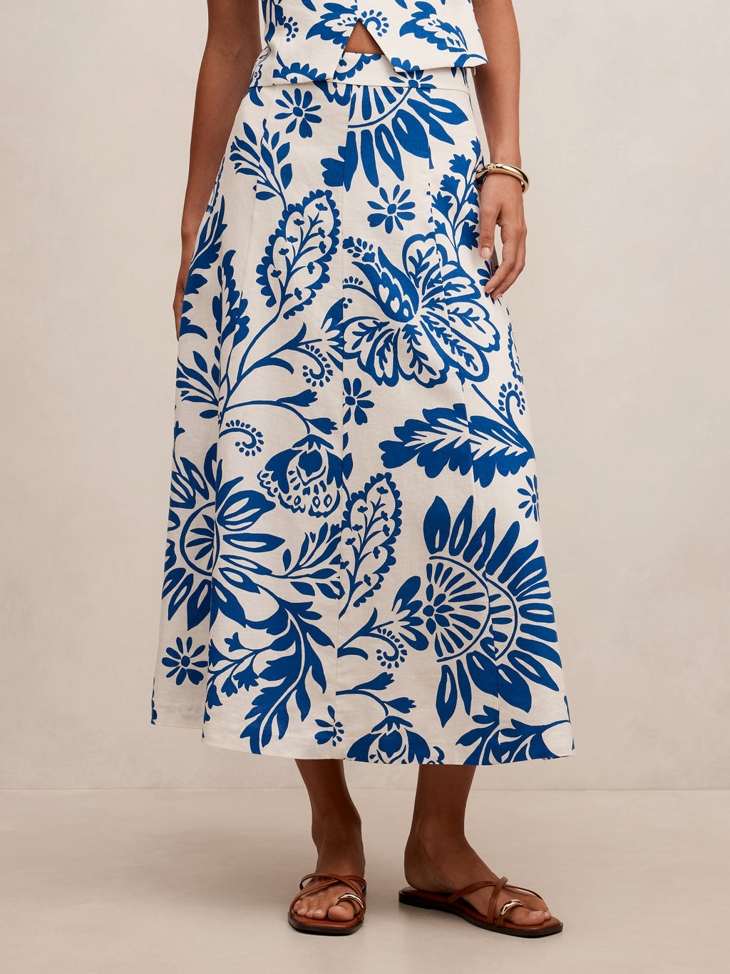 Darcy Printed Seamed Midi Skirt